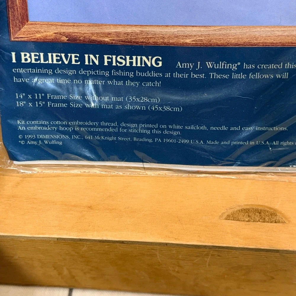 Sunset Stamped‎ Cross Stitch Kit I Believe In Fishing Amy Wulfing 13062 Vintage